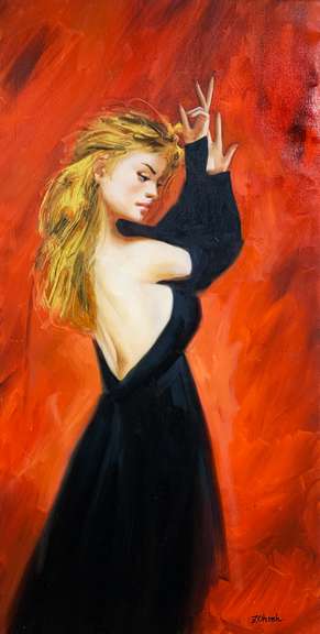 Zohreh Khaleghi "Flamenco Dancer" Original Oil on Canvas