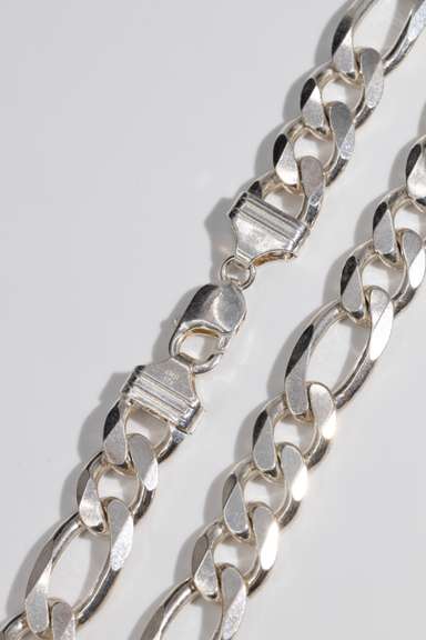 Italian .925 Sterling Silver 13mm 3+1 Figaro Link Chain 22 Inches