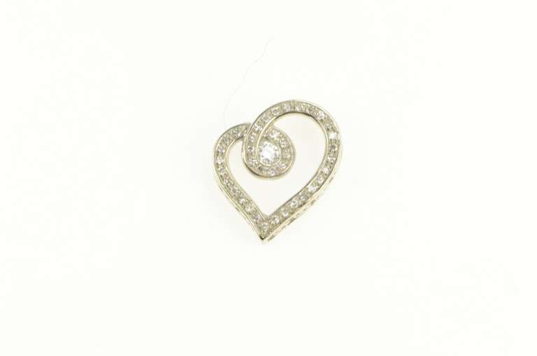 10K White Gold Diamond Encrusted Heart Love Symbol Pendant