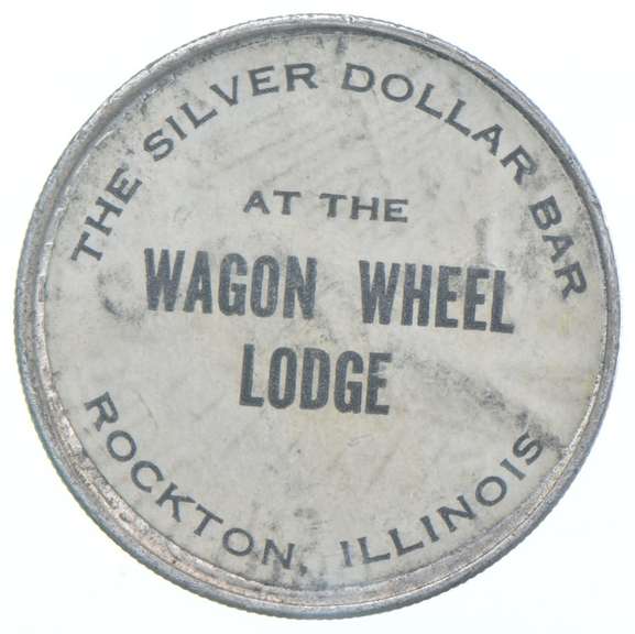 1923 Peace Silver Dollar - Wagon Wheel Lodge Stickered Back