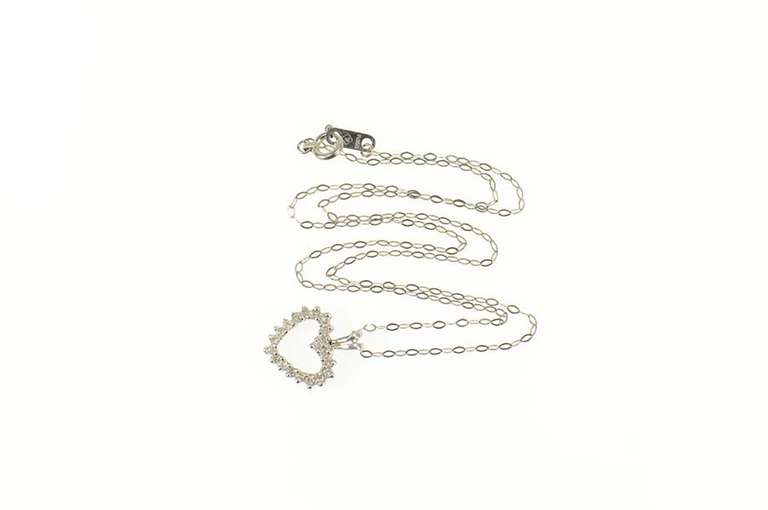 Platinum Diamond Classic Heart Love Chain Link Necklace