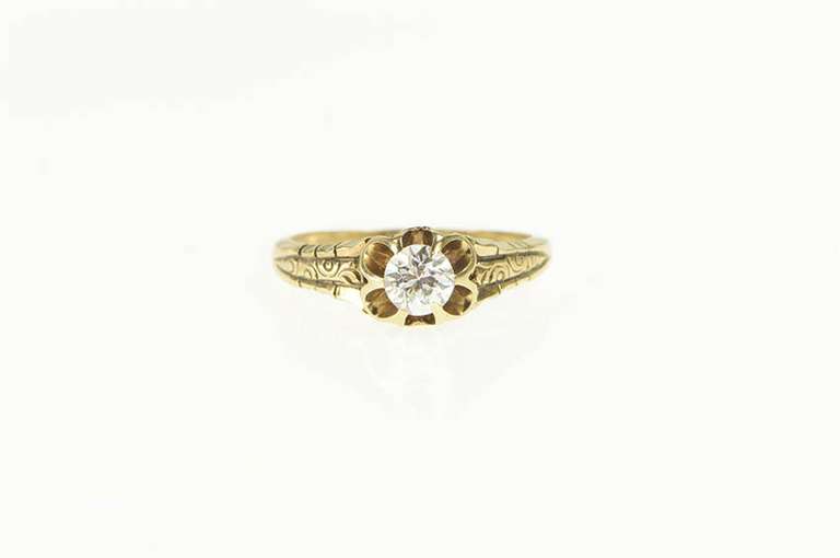 14K Yellow Gold 0.41 Ct Old European Cut Diamond Engagement Ring
