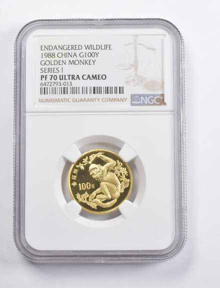 PF70 UCAM 1988 China 100 Yuan Golden Monkey Series I NGC TOP POP