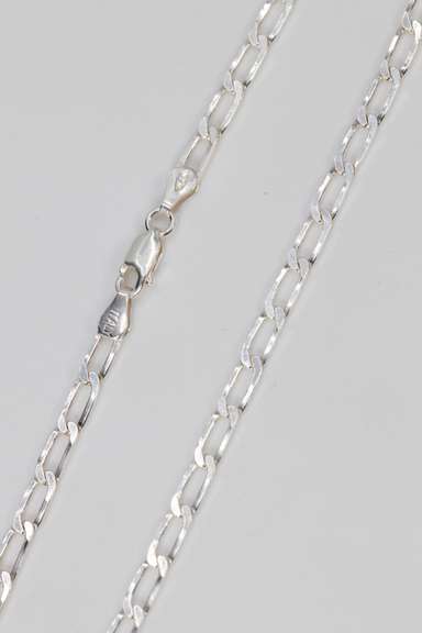 Italian .925 Sterling Silver 3.6mm Diamond Cut Paperclip Chain 18 Inches