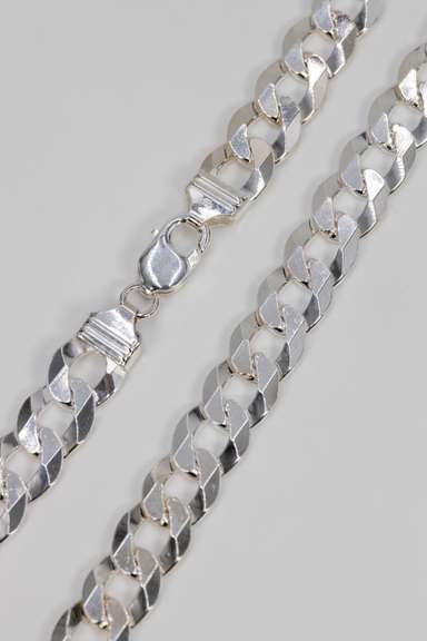 .925 Italian Sterling Silver 13mm Curb Link Chain Necklace 20 Inches