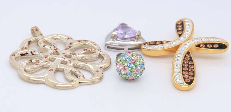 Group Lot of 4 Vintage 925 Sterling Silver Pendants