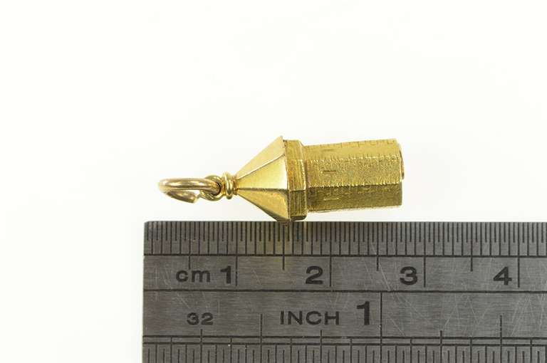 14K Yellow Gold 3D Turret Castle Tower Charm/Pendant