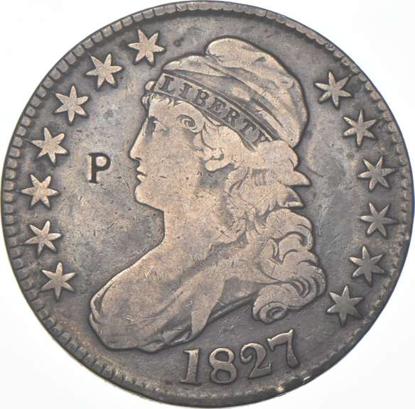 1827 Capped Bust Half Dollar Cureled 2 140a - R4+ Counter Punched "P"