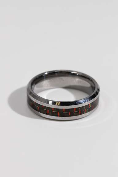 8mm Tungsten Carbide Wedding Band w/Carbon Fiber Inlay Size 15