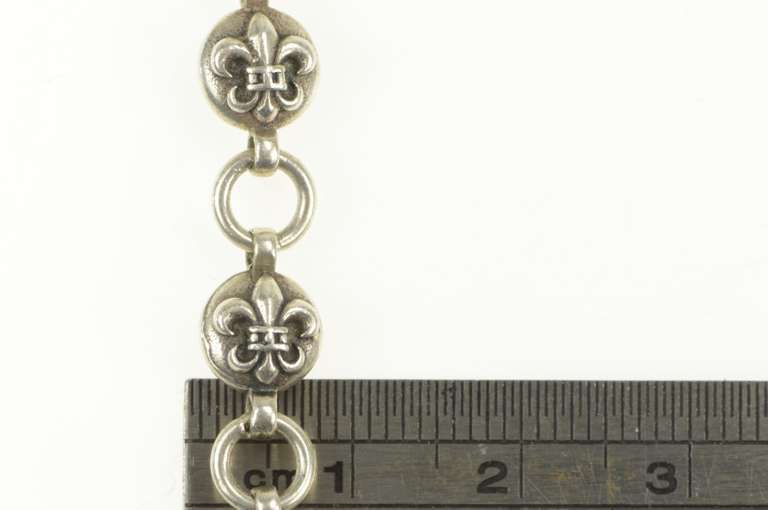 Sterling Silver Fleur De Lis Chain Link Ornate Anklet Bracelet