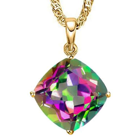 4/5 CT MYSTIC GEMSTONE 10KT GOLD PENDANT