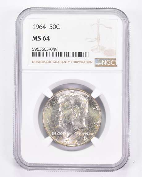 MS64 1964 Kennedy Half Dollar - Graded NGC Toned!