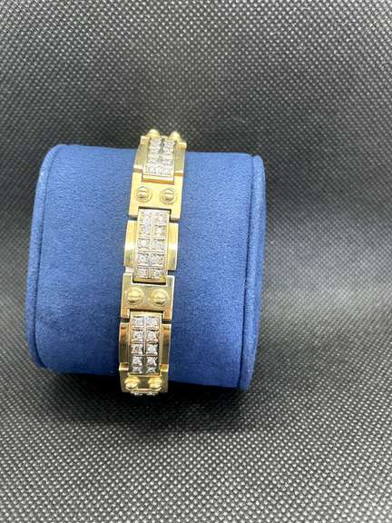 STUNNING MENS 10K DIAMOND GOLD BRACELET