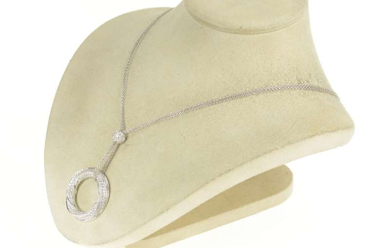 18K White Gold 3.50 Ctw Pave Diamond Circle Layered Chain Necklace