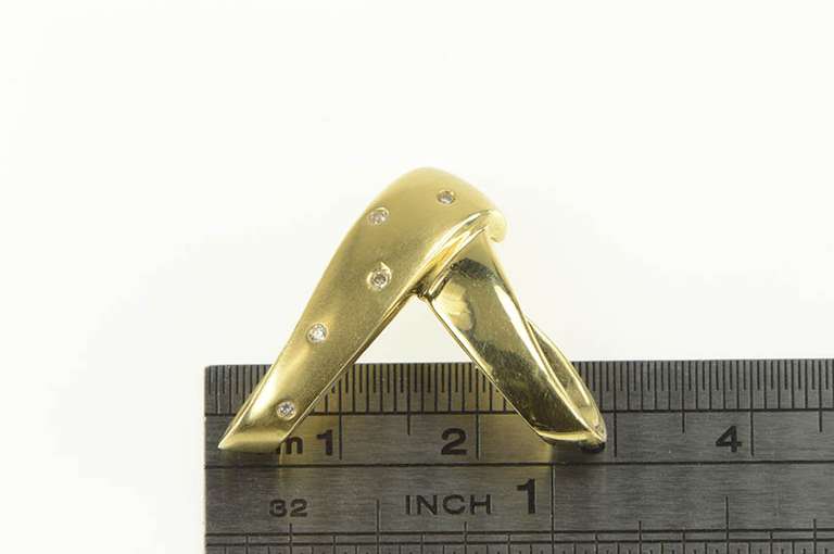 14K Yellow Gold Satin Finish Diamond V Chevron Statement Pendant