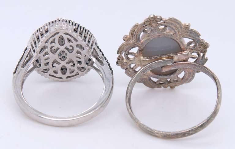 Lot of 2 Vintage 925 Sterling Silver Rings