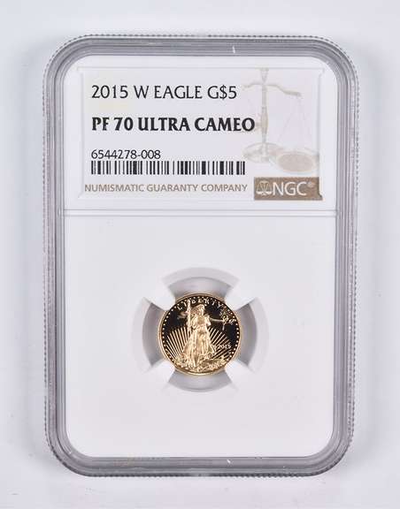 PF70 UCAM 2015-W $5 American Gold Eagle 1/10 Oz. .999 Fine Gold NGC