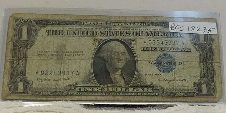 1957-A $1. Silver Cert, Star Note, circ