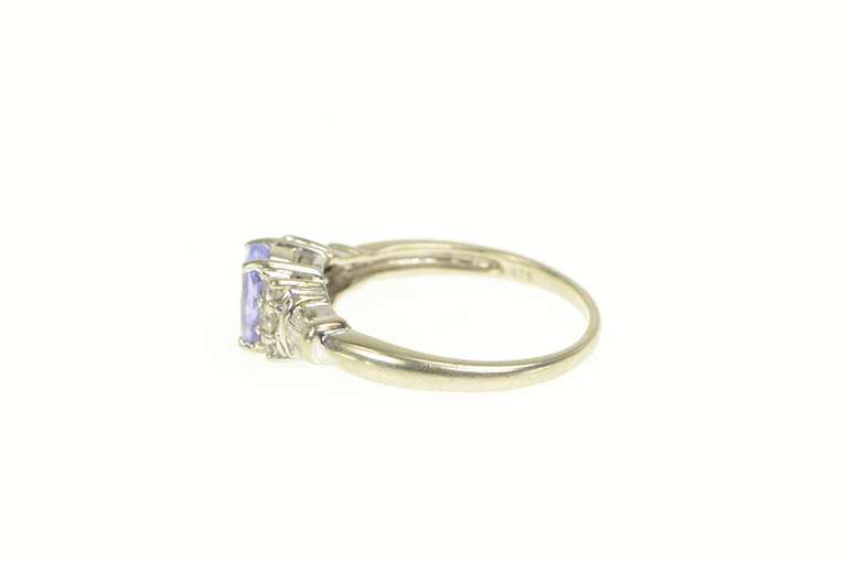 14K White Gold 1.33 Ctw Tanzanite Diamond Engagement Ring