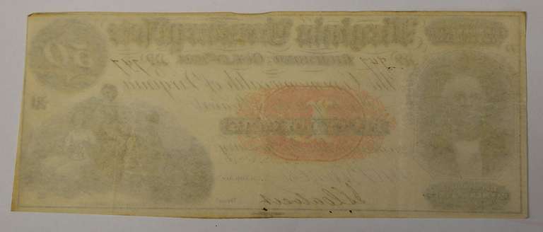 Oct.15th 1862 Virginia Treasury Note Rare $50, Circulated.