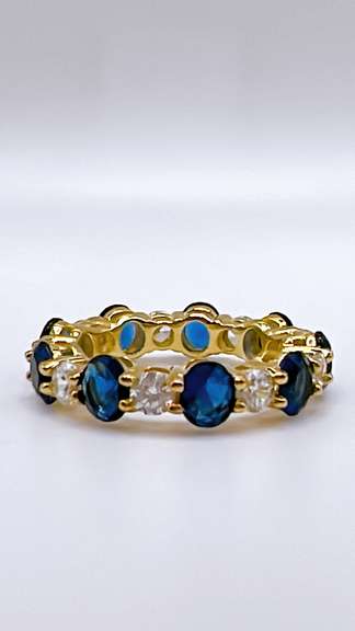 Beautiful Blue Sapphire Eternity Band Ring