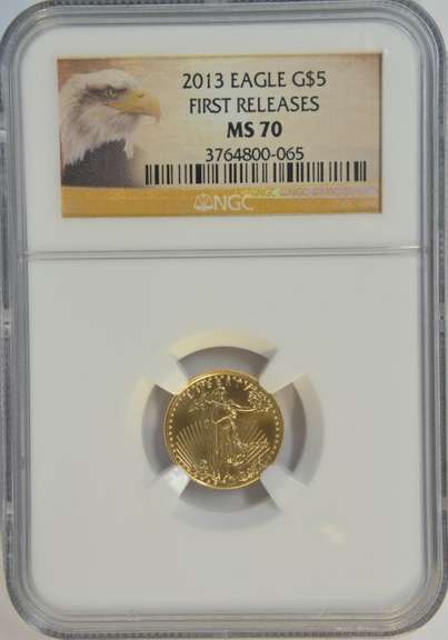 Flawless NGC MS70 graded 2013 FIRST RELEASE $5 Gold Eagle