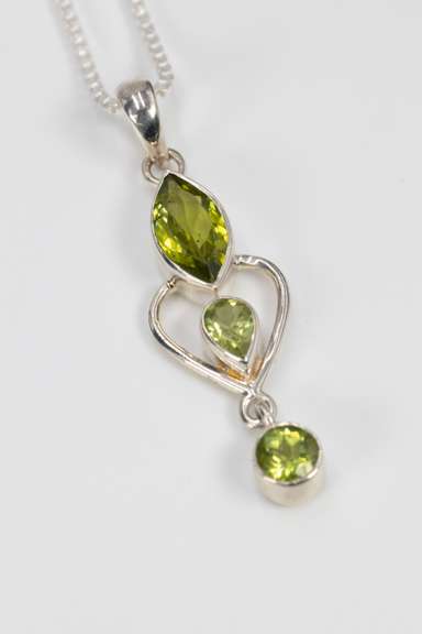 Sterling Silver Natural Peridot Gemstone Pendant