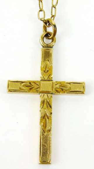 Vintage Gold Filled Cross Pendant & Chain