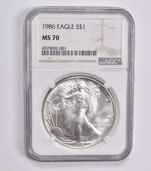 MS70 1986 American Silver Eagle NGC