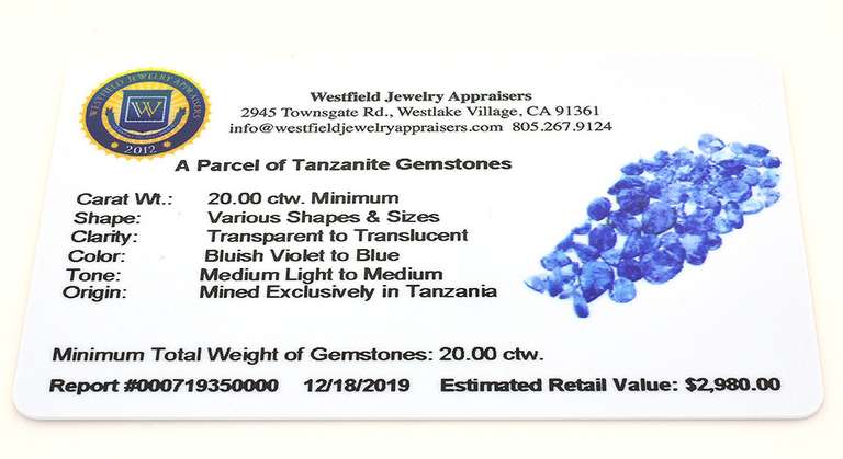 Sparkling Collection 20.88CTW Parcel of Loose Tanzanites