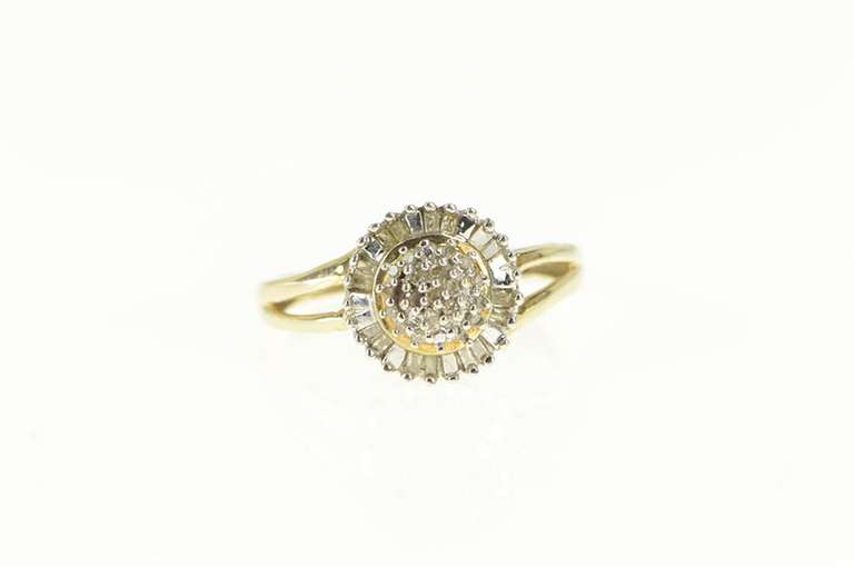 10K Yellow Gold 0.30 Ctw Diamond Round Cluster Statement Ring
