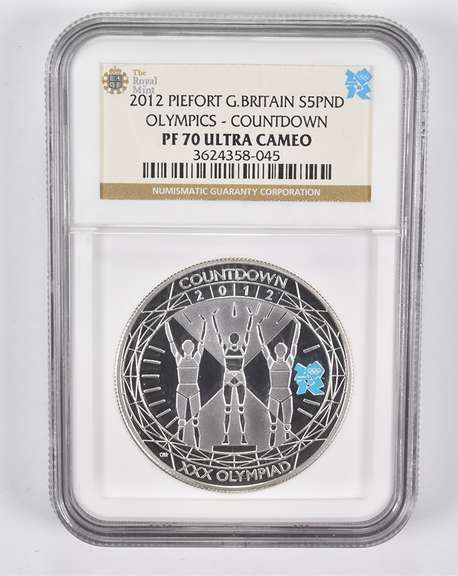 PF70UCAM 2012 Great Britain 5 Pounds Silver Olympics Piefort NGC