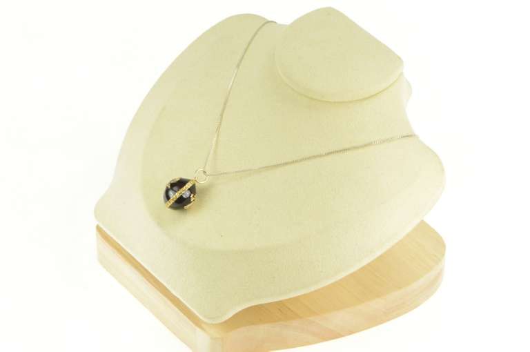 14K Yellow Gold Black Enamel Russian Helmet Soldier Egg Charm/Pendant