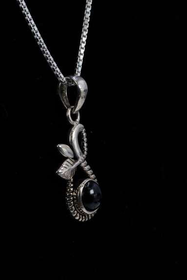 Sterling Silver Black Onyx Gemstone Pendant