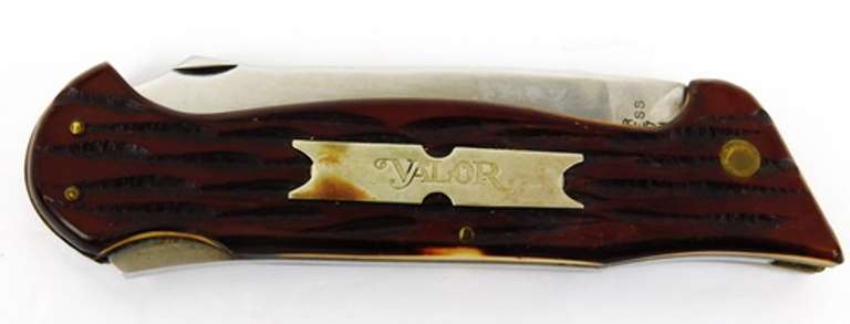 Valor J-307 Lock Blade Knife & Leather Case