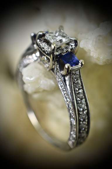 High-Fashion 14K Sapphire and Diamond Ring