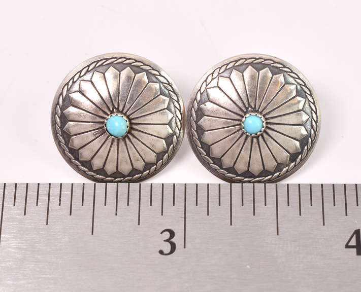 Vintage Sterling Silver Earrings with Turquoise