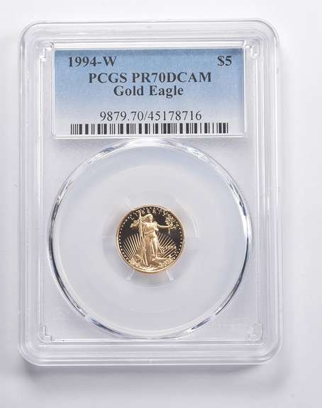 PR70 DCAM 1994-W $5 American Gold Eagle 1/10 Oz. .999 Fine Gold PCGS