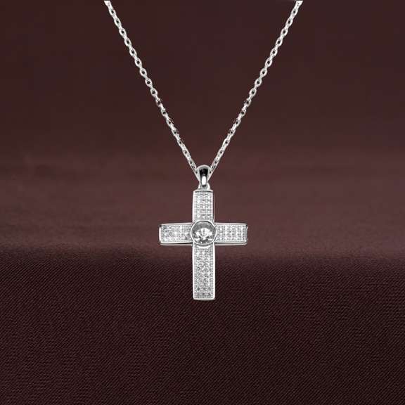 Shimmer dancing stone Cross pendant