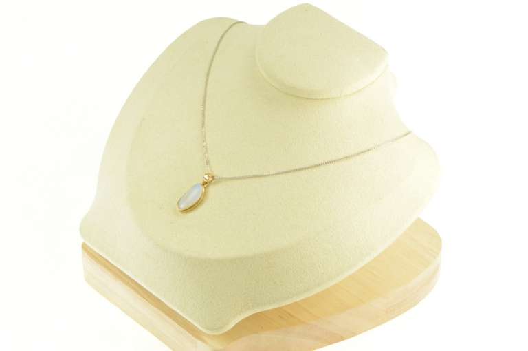 14K Yellow Gold Oval Natural Opal Statement Pendant