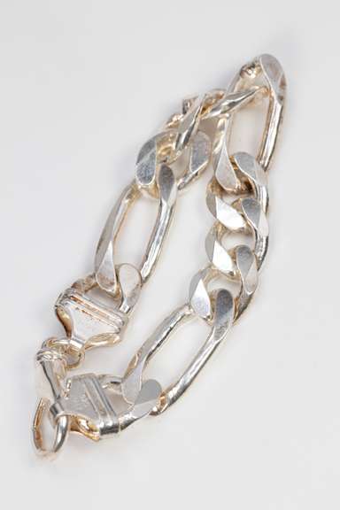 Italian .925 Sterling Silver 14.5mm 3+1 Figaro Bracelet 10 Inches