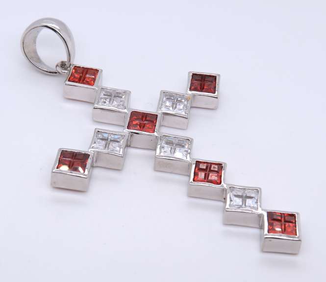 Vintage 925 Sterling Silver Large Cubic Zirconia Pendant