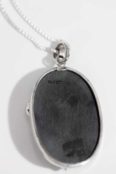 .925 Sterling Silver Pendant w/ Black Onyx & Moon Gem Stones 63mm x 32mm