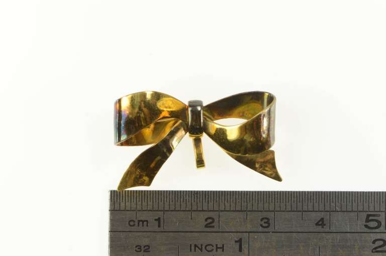 Gold Filled 1930's Bow Ribbon Promise Symbol Statement Pin/Brooch