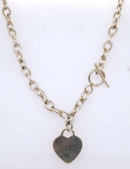 Vintage Sterling Silver Heart Shaped Pendant on Necklace