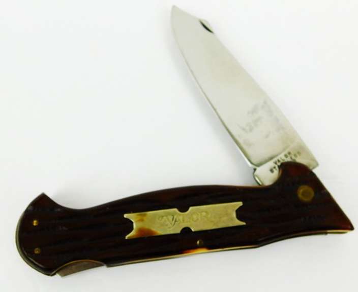 Valor J-307 Lock Blade Knife & Leather Case