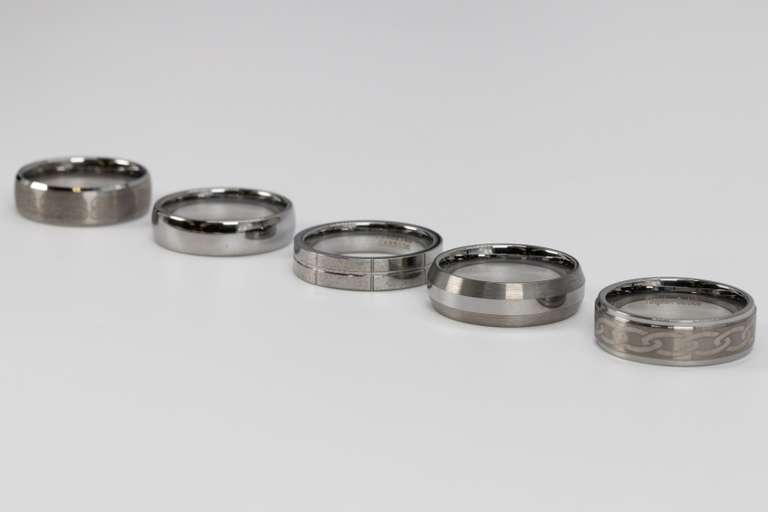 Lot of 5 Size 14 Tungsten Carbide Rings in Various Styles