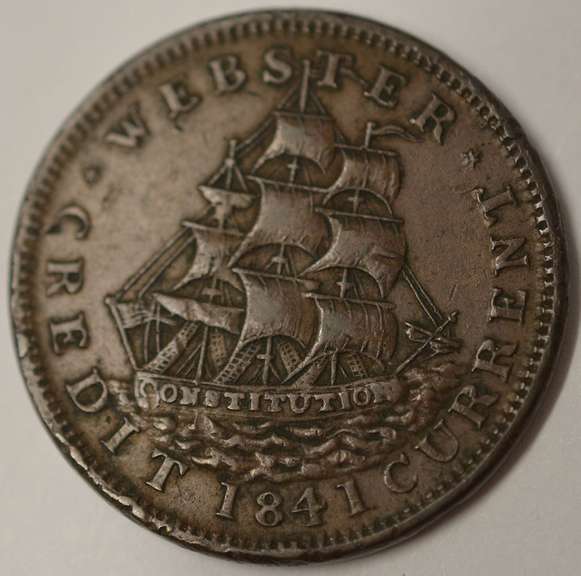 1841 Webster/Van Buren Ship Hard Times Token HT-20B, Circulated