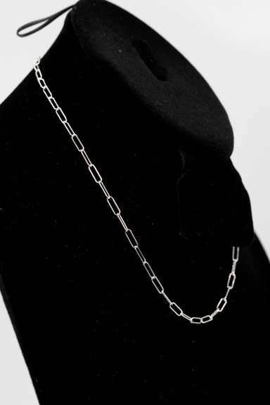 .925 Sterling Silver 3mm Paperclip Chain 16 Inches