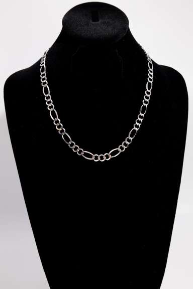 14K White Gold 7.5mm Figaro Link Chain 20 Inch